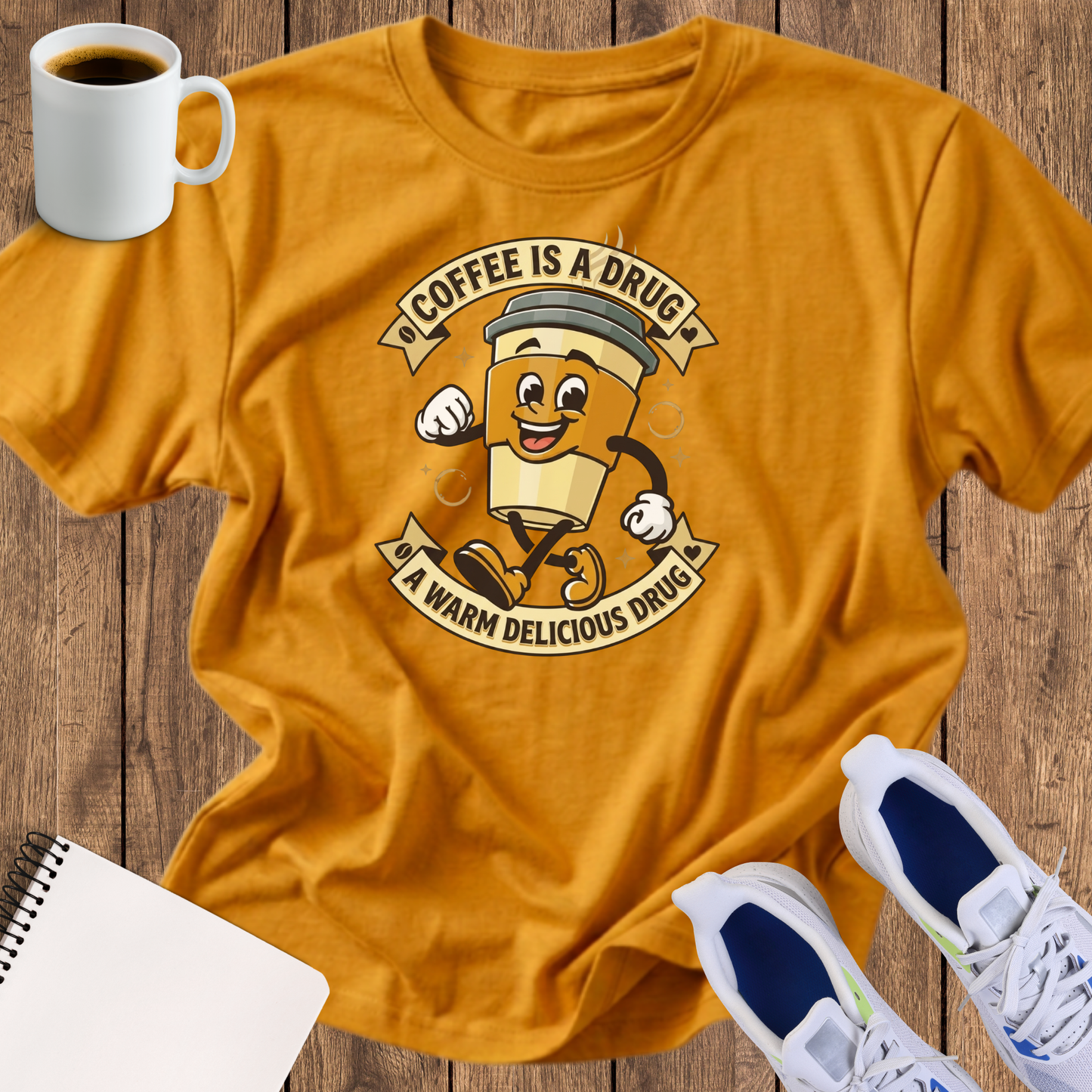 Coffee Is a Drug T‑Shirt — Funny Retro Coffee Cup Tee for Coffee Lovers