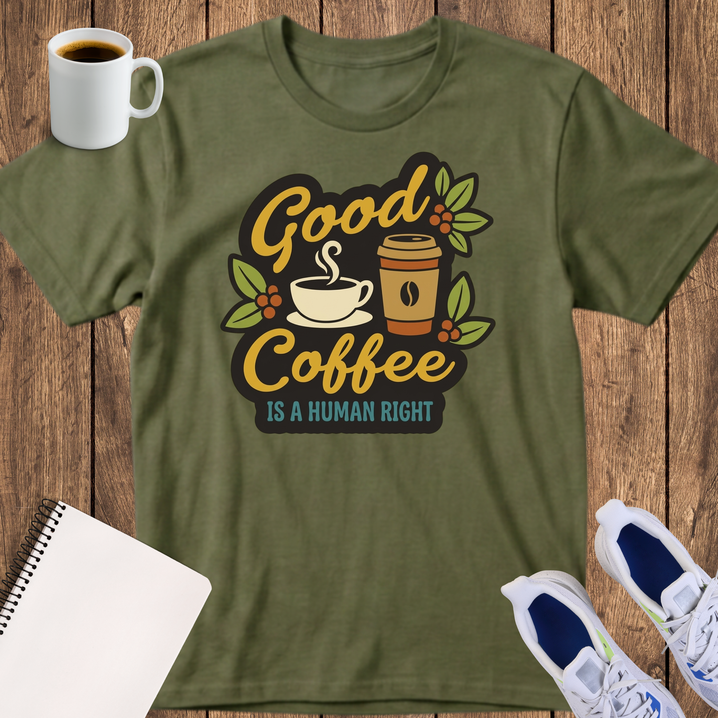 Good Coffee T-Shirt — "Good Coffee is a Human Right" Vintage Coffee Tee